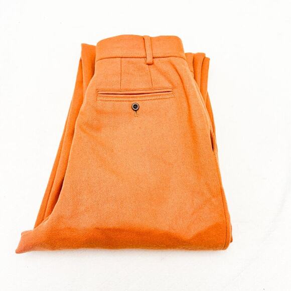 J. Crew Wool Wide Leg Dress Pants Orange Pleated Size 8 - Picture 1 of 8